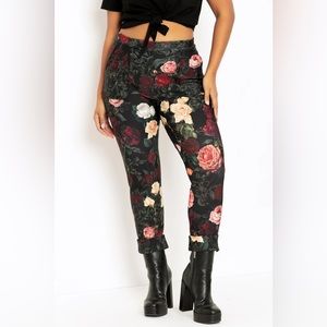BlackMilk Dark Roses Cuffed Pant new w/ tags